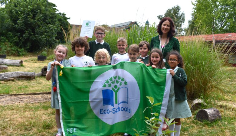 Teacher Fran Ellis, with the school's Eco Committee Picture: Sherborne Primary School