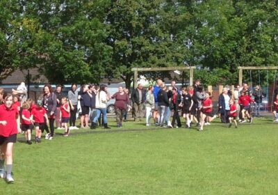 Pupils taking part in the sponsored run Picture: Wyke School