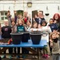 Award-winning children’s author Lauren Child visiting a school who applied for free Woodland Trust trees