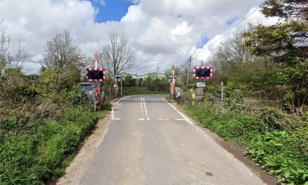 The lorry crashed into a railway crossing at Woodsford, police said. Picture: Google