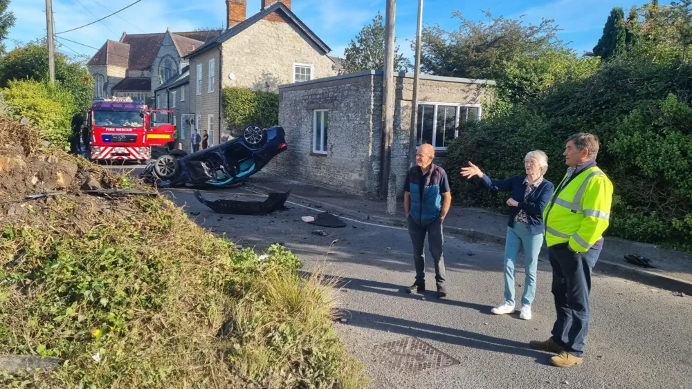 Wiltshire PCC Philip Wlkinson at the scene in Pettridge Lane, Mere. Picture: George Jeans