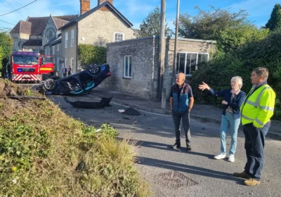 Wiltshire PCC Philip Wlkinson at the scene in Pettridge Lane, Mere. Picture: George Jeans