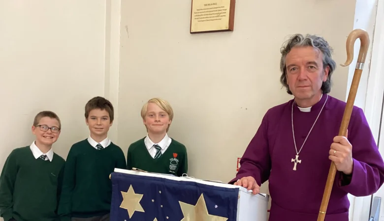 The Right Reverend Dr Andrew Rumsey, Bishop of Ramsbury, visited to lead a service of reflection and remembrance, assisted by pupils