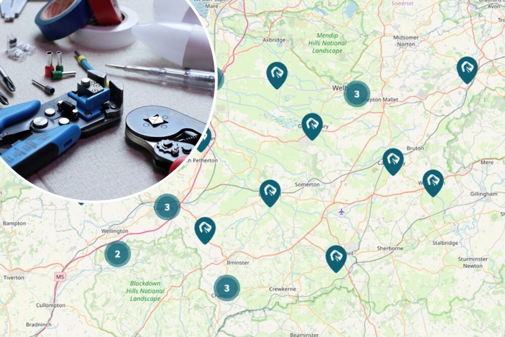 The new map lists repair cafes and groups across Somerset