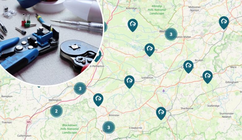 The new map lists repair cafes and groups across Somerset