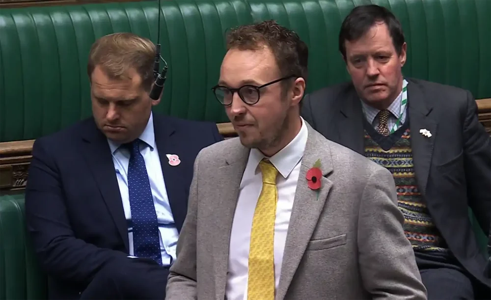 Yeovil MP Adam Dance during his maiden speech in the House of Commons. Picture: Parliament TV