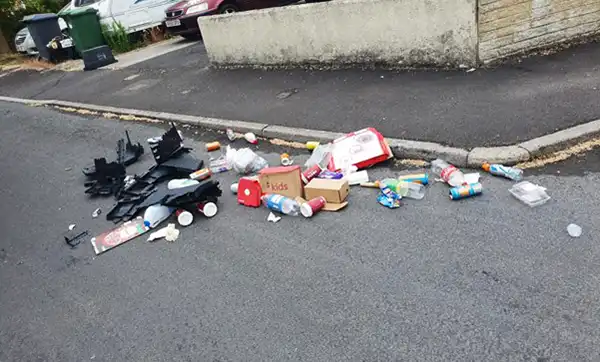 Reuben Spong dumped rubbish from the bin in Carisbrooke Cresent, Hilperton. Pictures: Wiltshire Council