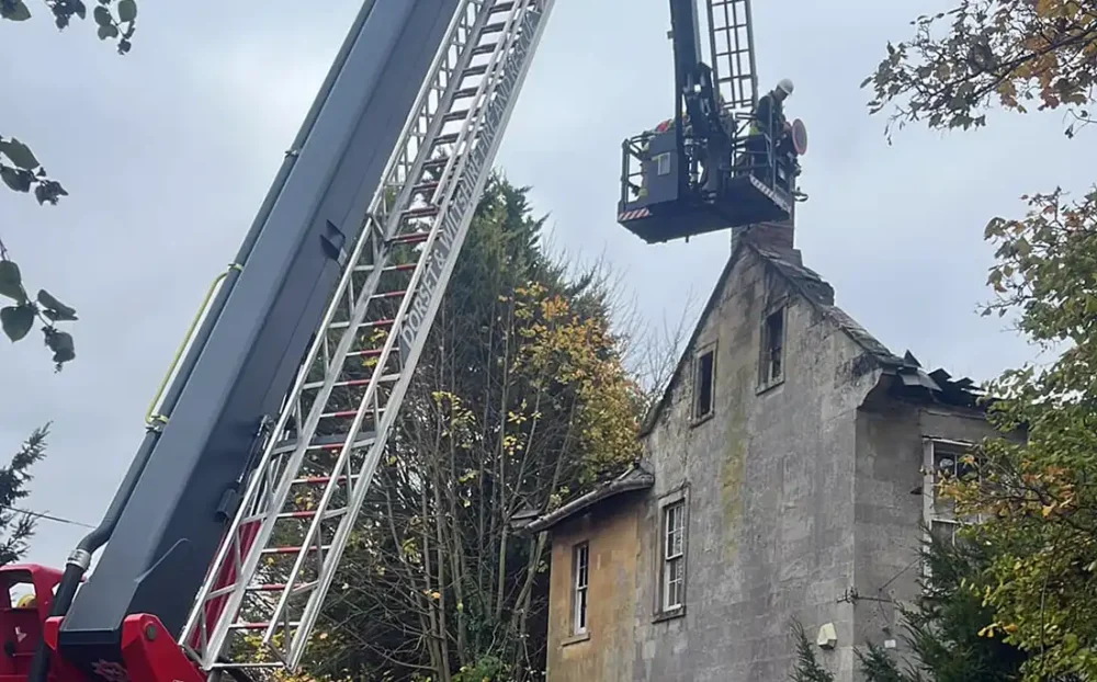 Firefighters were still on the scene, in Codford High Street, this morning. Picture: Amesbury Fire Station