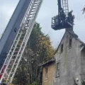 Firefighters were still on the scene, in Codford High Street, this morning. Picture: Amesbury Fire Station