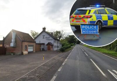 A car crashed into a pub on the A37 at Melbury Osmond this morning, police said. Picture: Google