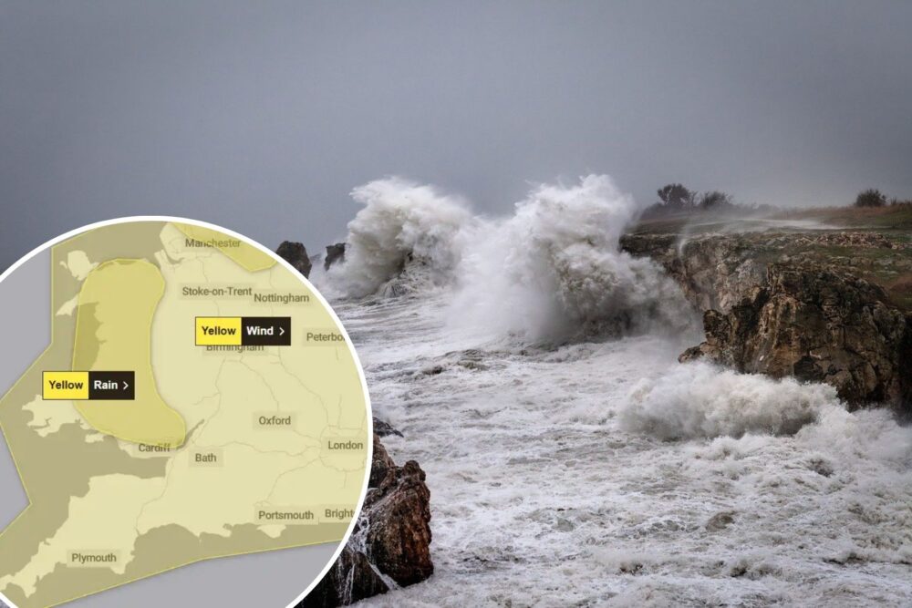 Gusts of up to 75mph could strike the south west on January 1