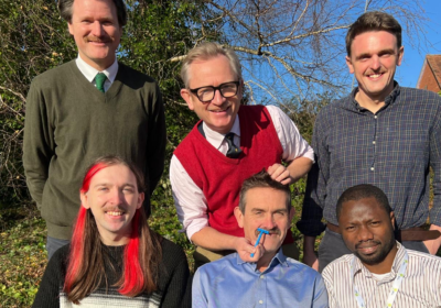 Staff getting ready for a trim. Back row L to R: Dr Matthew Phelan, Dr Charlie Middle, Dr Adam Wood. Front row L to R: Lewis Willis, Brian Charlton, Dr Isiaka Semiu 