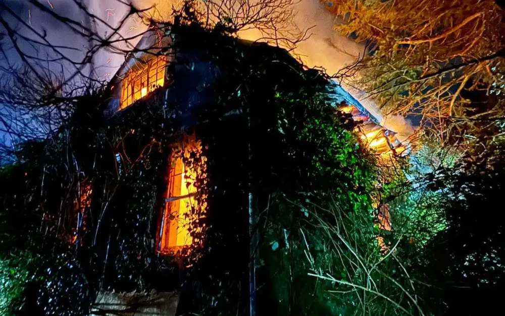 The building, in Maiden Newton, was badly damaged by the fire. Pictures: Dorchester Fire Station