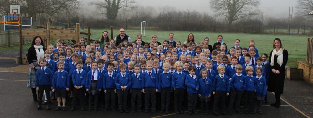 Staff and pupils at Trent Young's celebrating the 'Good' rating Picture: Trent Young’s CofE School