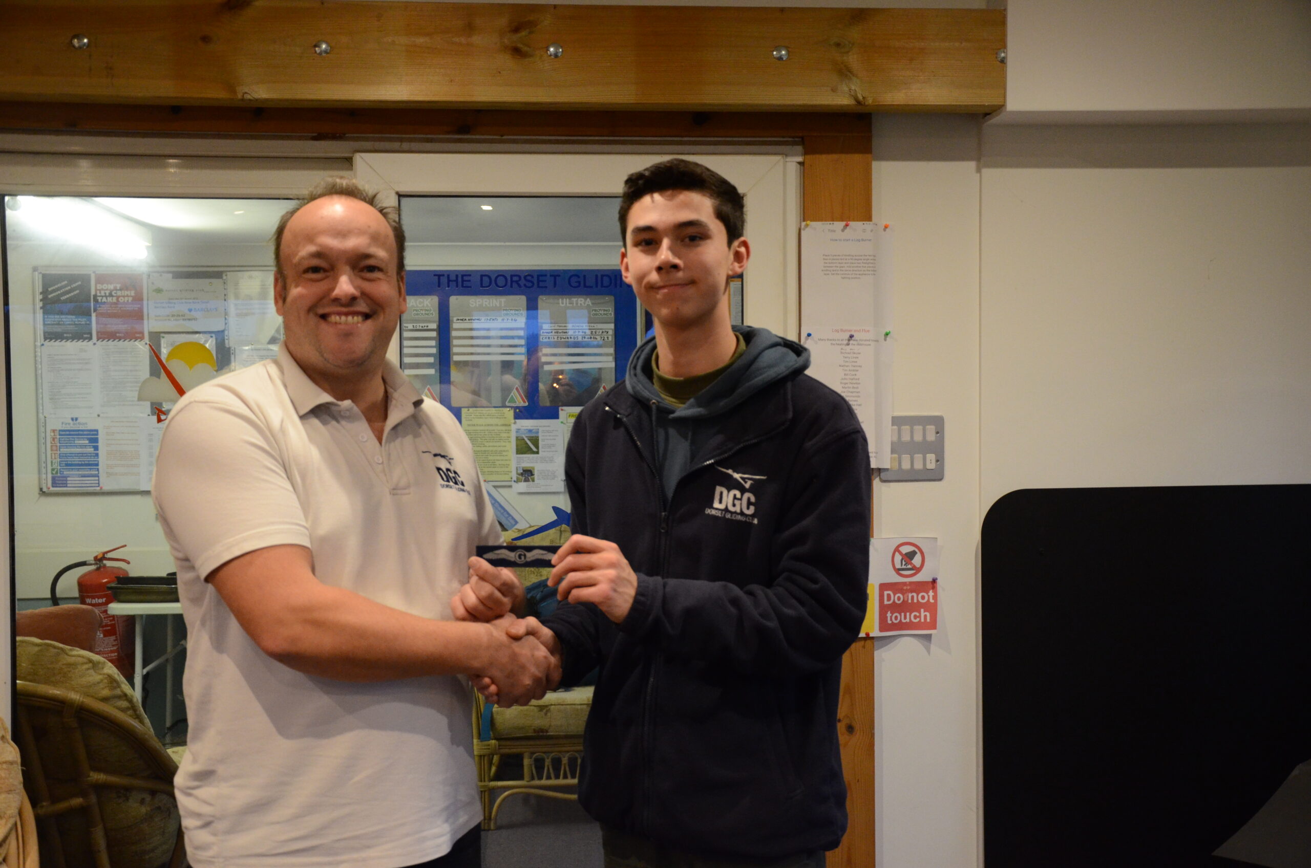 James receiving his wings Picture: Dorset Gliding Club