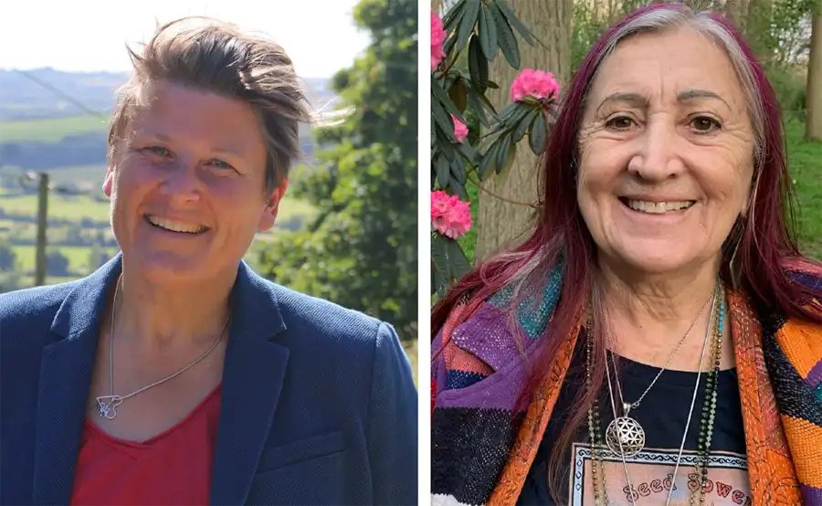 MP Sarah Dyke, left, and Lynne Franks