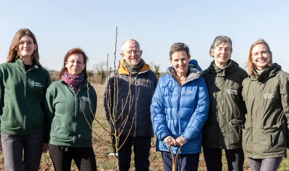Nature Minister Mary Creagh, blue coat, unveiled plans for the Western Forest