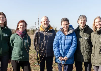 Nature Minister Mary Creagh, blue coat, unveiled plans for the Western Forest