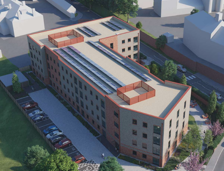 Aerial View from Miller’s Cl towards the main entrance and parking area Picture: Collier Planning