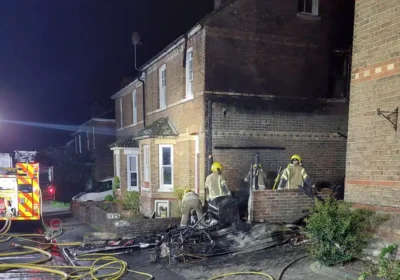 Firefighters were called to Mountain Ash Road, Dorchester, in the early hours of this morning. Picture: DWFRS