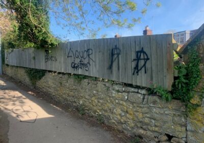 The graffiti was discovered in Powys Lane, Sherborne. Picture: Dorset Police