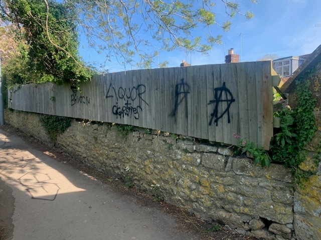 The graffiti was discovered in Powys Lane, Sherborne. Picture: Dorset Police