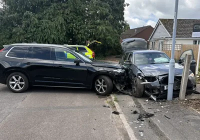 The pursuit ended in Autumn Close, Ferndown. Pictures: Dorset Police