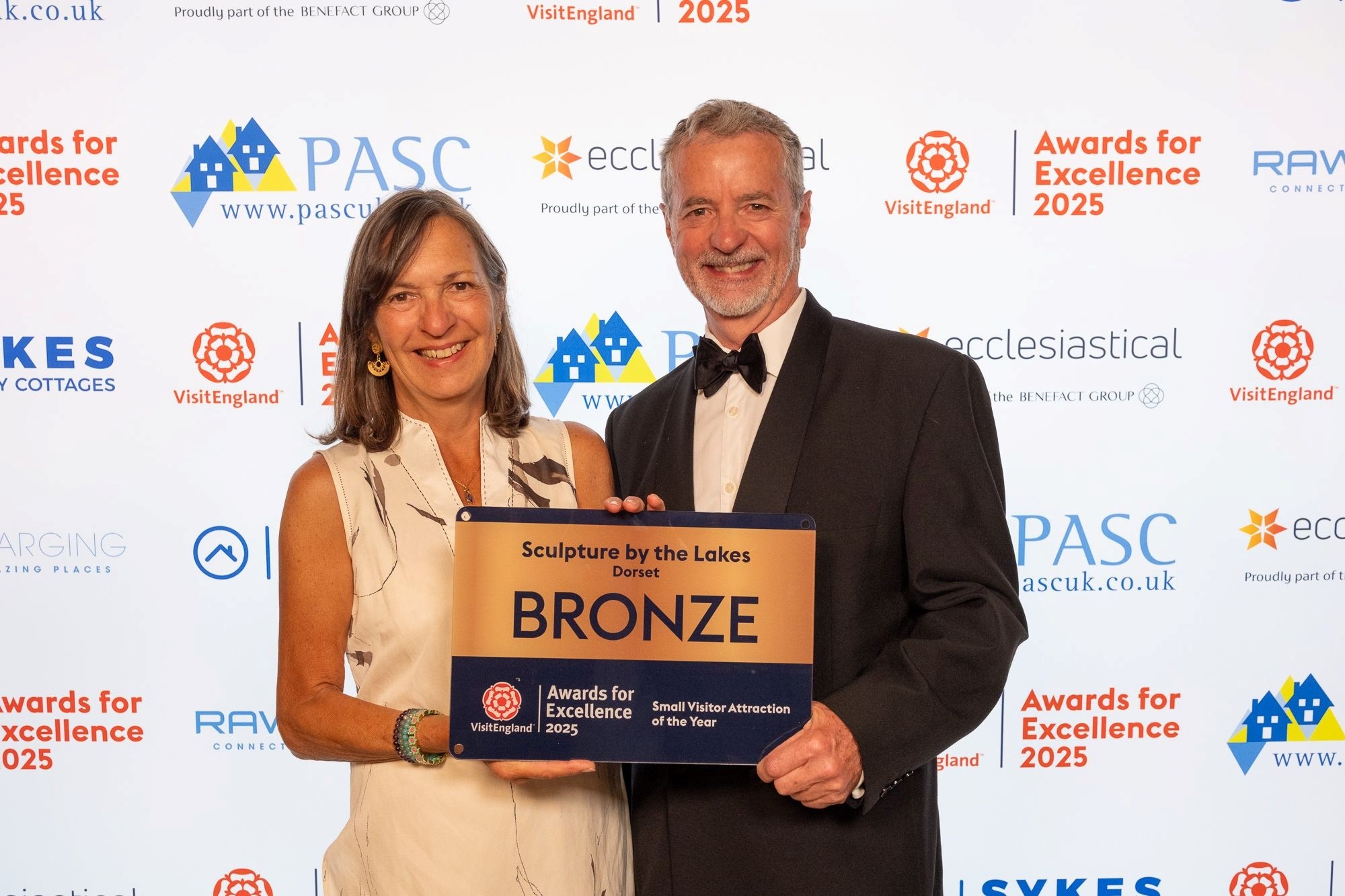 Simon and Monique Gudgeon from Sculpture by the Lakes at the VisitEngland Awards 2025 Picture: VisitBritain/Christopher Orange