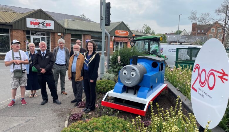 Gillingham Mayor cllr Fiona Cullen with members of North Dorset Transport Forum with the display Picture: Gillingham Town Council