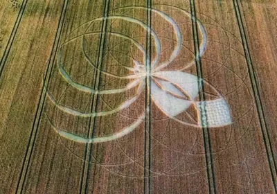 The crop circle was discovered in a field in the Cerne Abbas area. Picture: Dorset Police