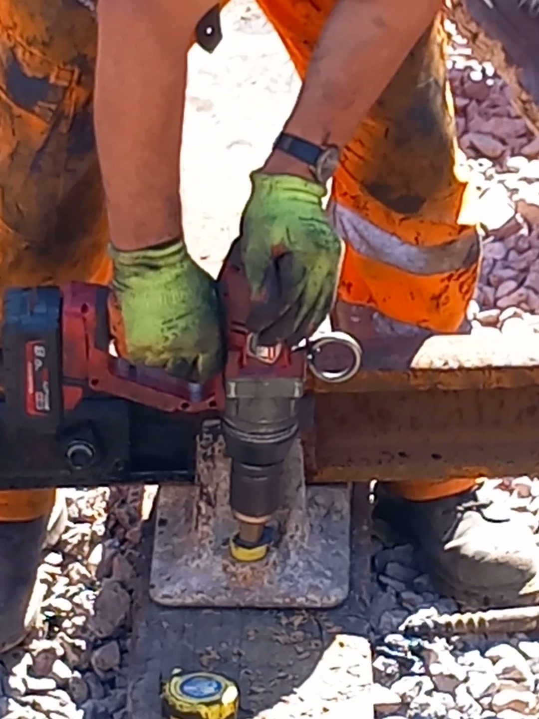 The 'golden screw' being put in place Picture: NDR