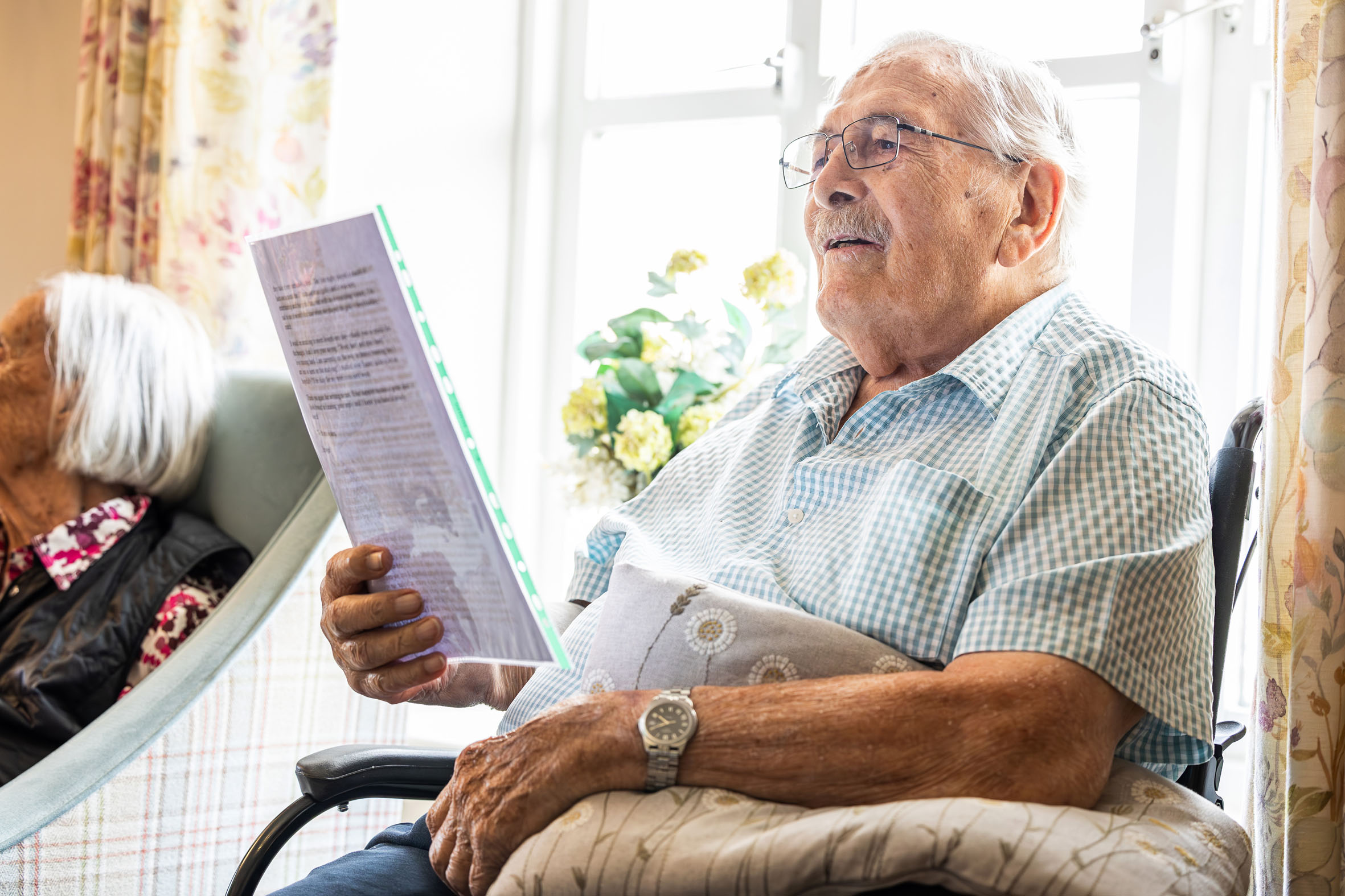 Resident David Froud with a letter from pen pal Imogen Picture: Colton Care