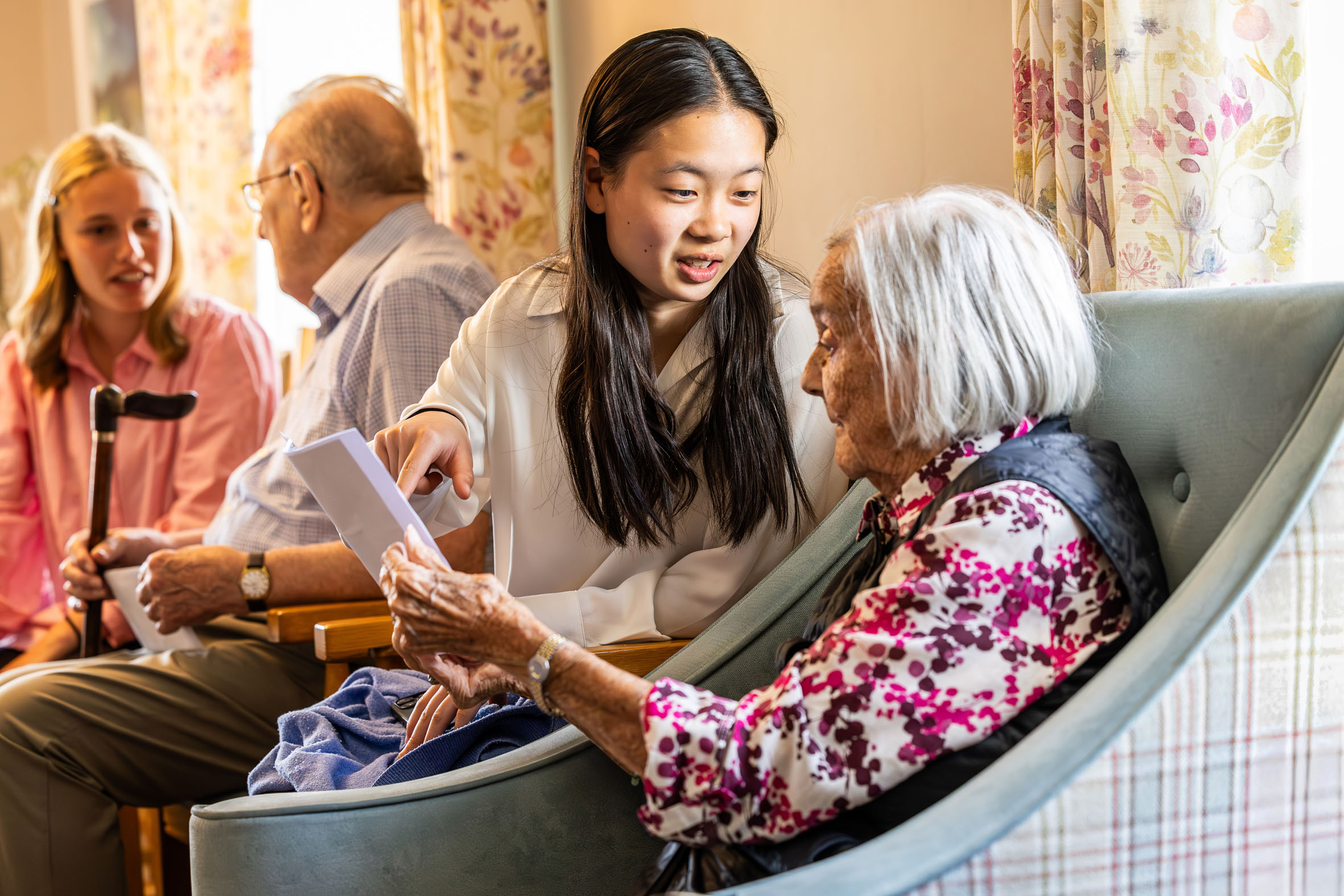 Resident Eve Walsh Waring with pen pal Rainie Picture: Colton Care