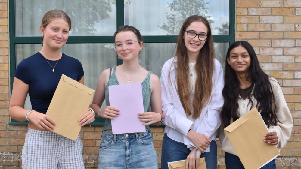 Students picking up their results today Picture: Gryphon School