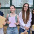 Students picking up their results today Picture: Gryphon School