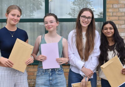 Students picking up their results today Picture: Gryphon School