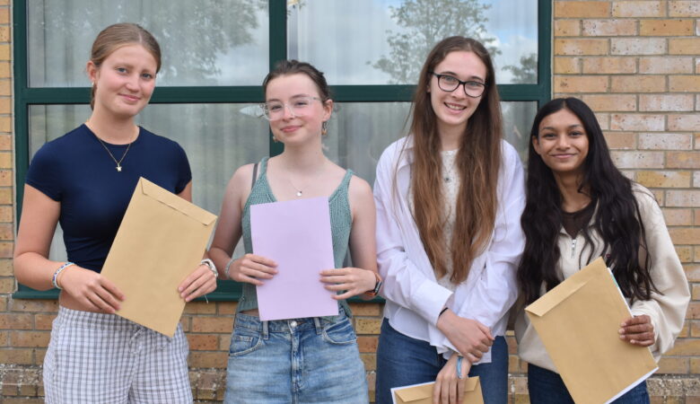 Students picking up their results today Picture: Gryphon School