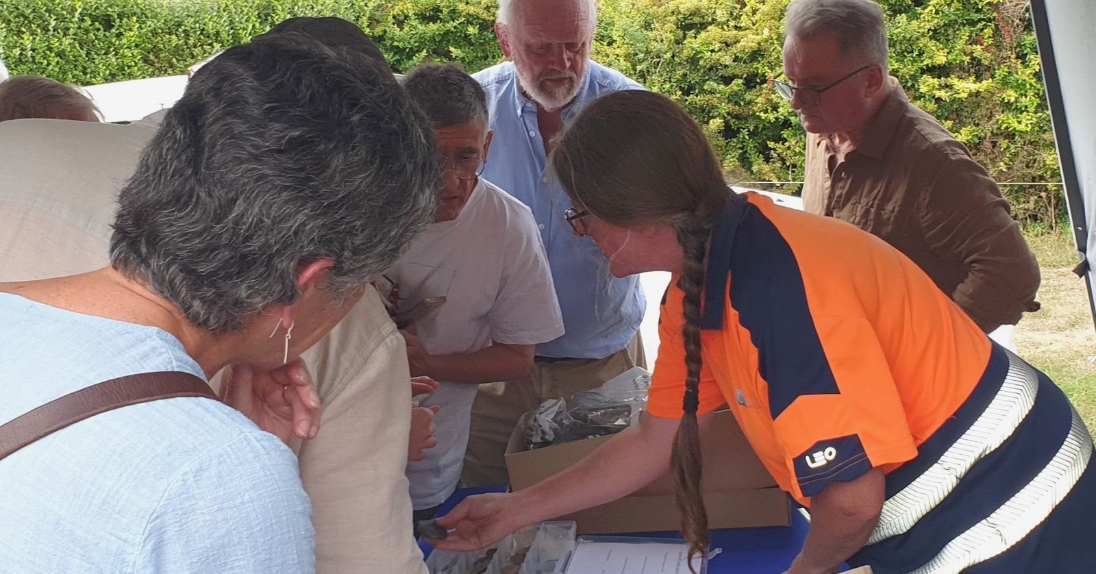 Visitors got to see finds up close during a tour at the dig site, in Iwerne Minster. Picture: Context One