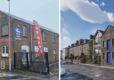 The existing site, left, with the proposed alterations, right Pictures: Briffa Phillips Architects