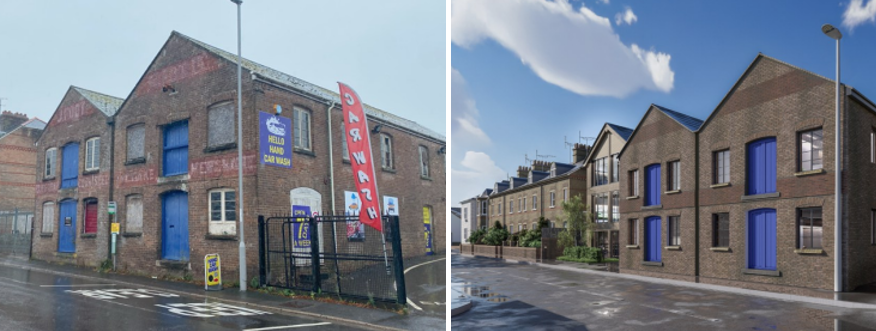 The existing site, left, with the proposed alterations, right Pictures: Briffa Phillips Architects