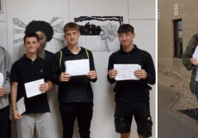 Students picking up their results Picture: Shaftesbury School