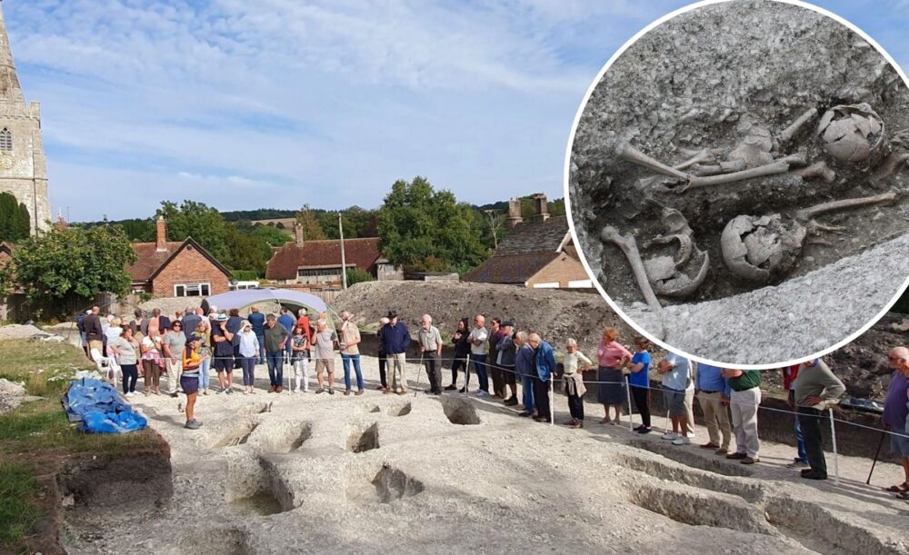 Visitors during a tour at the dig site, in Iwerne Minster. Picture: Context One