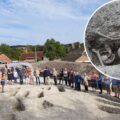 Visitors during a tour at the dig site, in Iwerne Minster. Picture: Context One