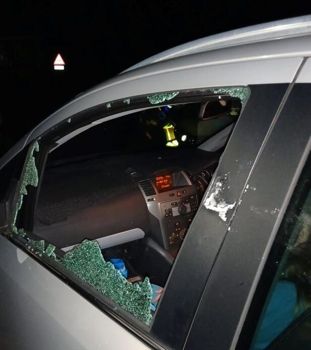 One of the vehicles damaged in the incident on Church Hill, Piddlehinton. Picture: Dorset Police