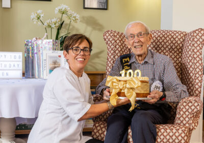 Ron was baked a special birthday cake by chefs at the care home to mark the occasion Picture: Colten Care