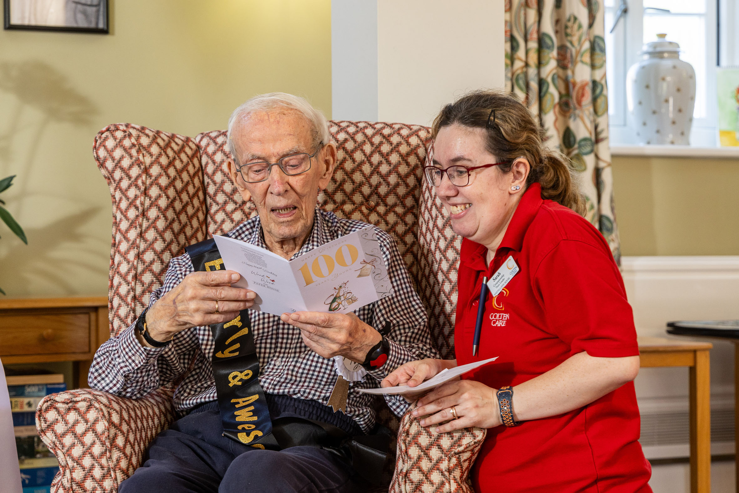 Ron with Colten Care home’s companionship team leader Sarah Vane Picture: Colten Care