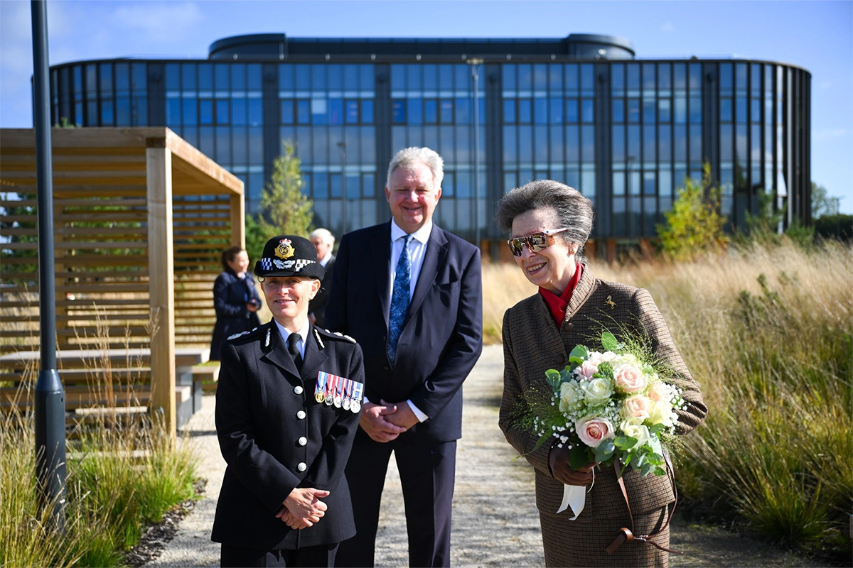 Chief constable Amanda Pearson and Dorset's police and crime commissioner David Sidwick with the Princess Royal Picture: Dorset Police