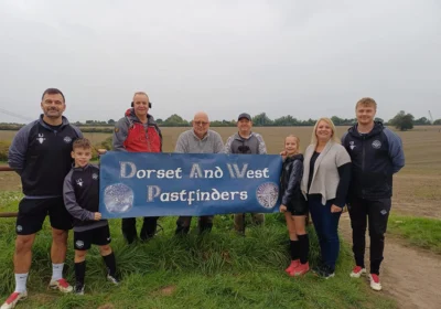 PYFC co-founder Andy Jeffery, player Logan, Ben Benatto, Malcolm Andrews and Jason Chinn, player Elsie, Emily Vernon parent and coach Connor Rowlands Picture: PYFC
