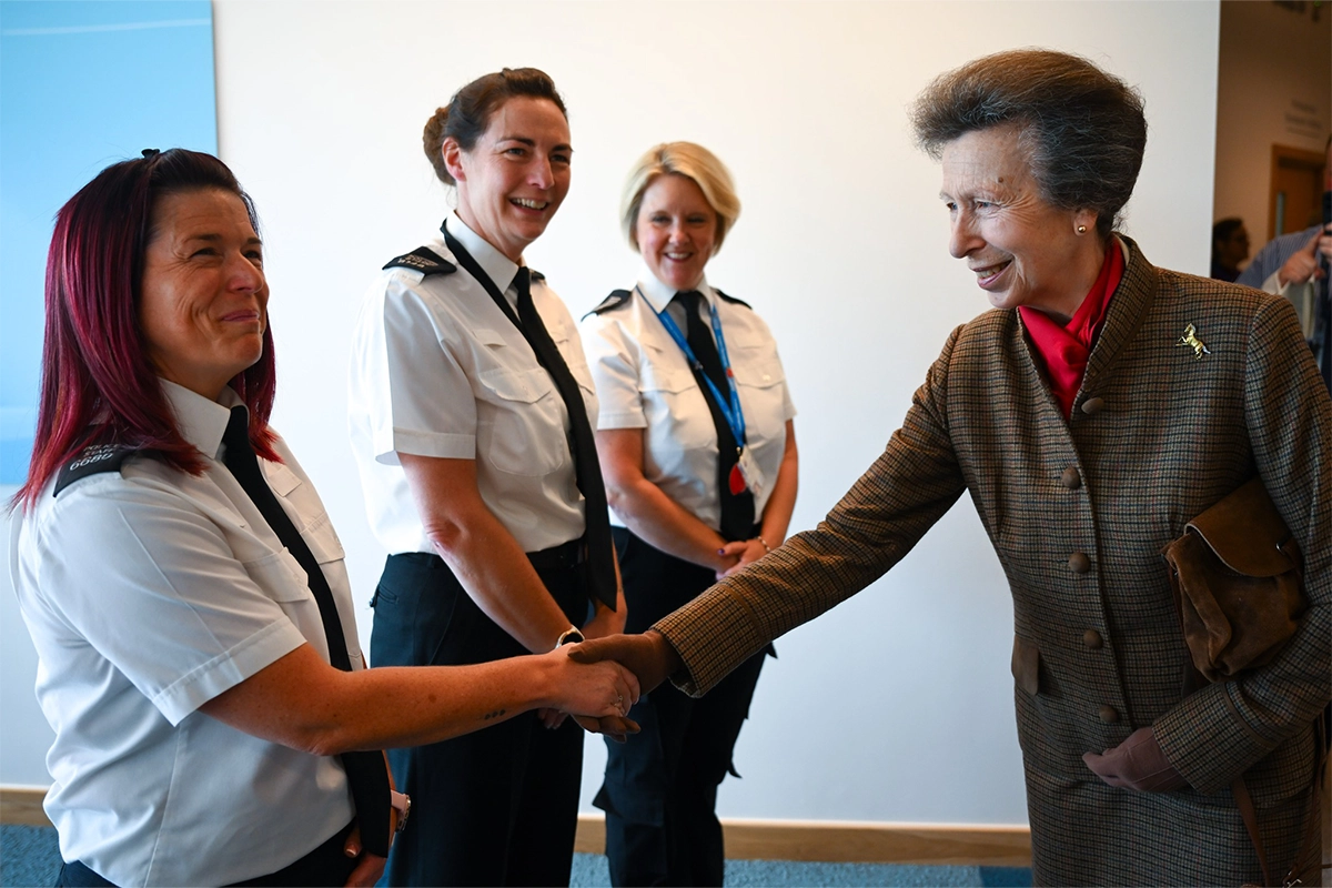Princess Anne meeting contact officer Kim Nixon Picture: Dorset Police
