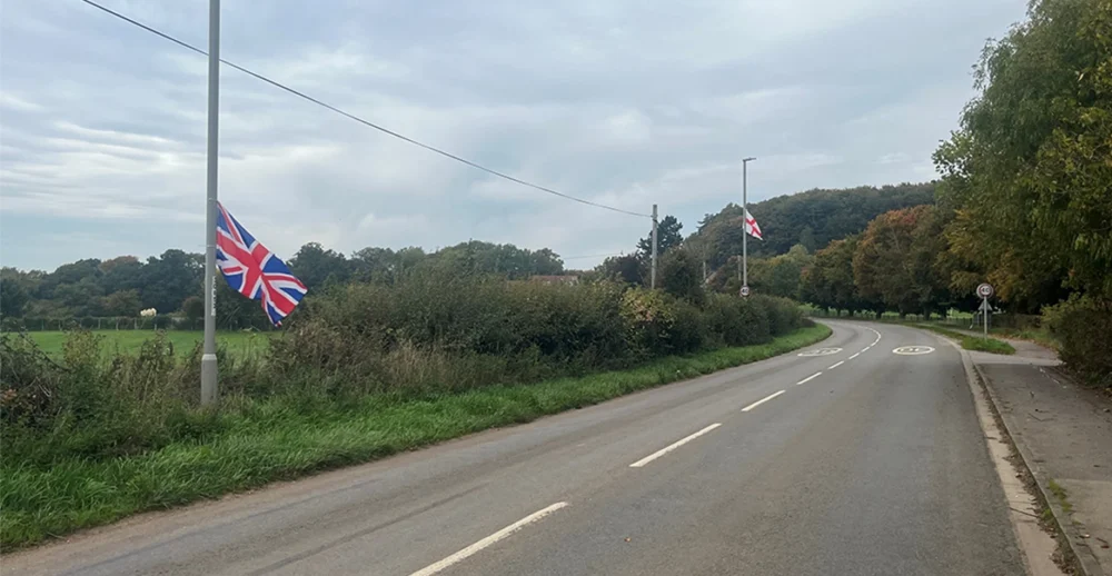 The flags on the road near the school Picture: New Blackmore Vale